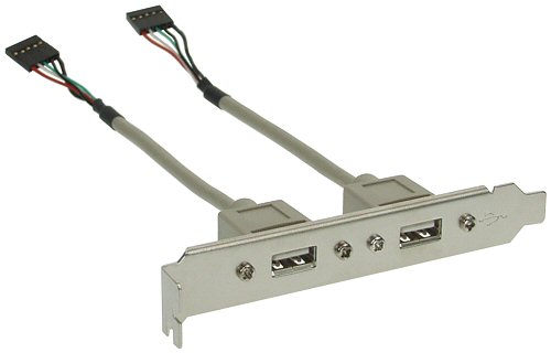 Naar omschrijving van 33390 - InLine Slotplaatje,  2x USB 2.0 A Female naar 2x 5-pins interne stekker, 25cm