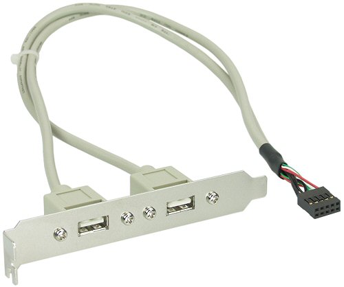 Naar omschrijving van 33391 - InLine USB 2.0 slotplaatje,  2x USB A Female naar 1x 10-pins connector, 35cm
