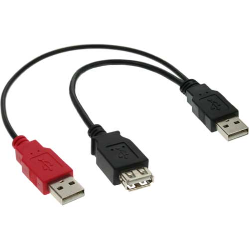 Naar omschrijving van 34510Z - InLine USB 2.0 Y-verbindingskabel,  2x stekker A naar socket A, 0.2m