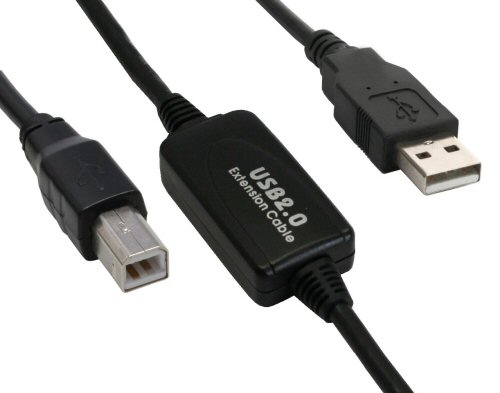 Naar omschrijving van 34511I - InLine Actieve USB 2.0 kabel,  A/B, zwart, 10m