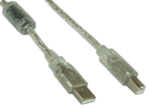 Naar omschrijving van 34535 - InLine USB 2.0 kabel,  transparant, AM/BM, met ferrietkern, 3m