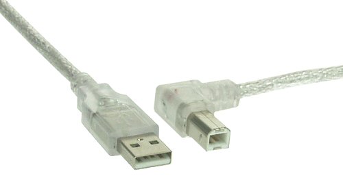 Naar omschrijving van 34521R - InLine USB 2.0 Kabel, A an B rechts abgewinkelt, transparent, 3m