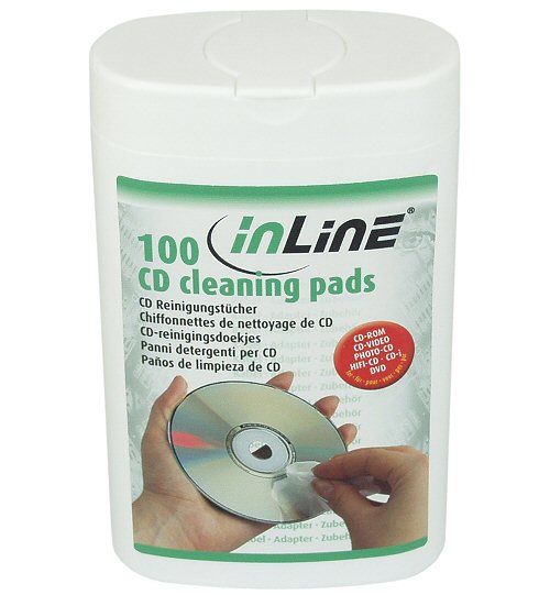 Naar omschrijving van 43208 - InLine CD reinigingsdoekjes, 100 stks in een dispenser