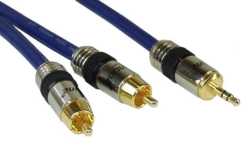 Naar omschrijving van 89929P - InLine Audiokabel,  Premium, vergulde contacten, 2x Tulpplug naar 3.5mm M, 0.5m