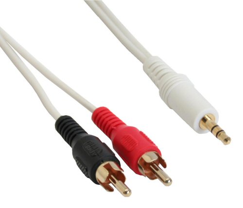 Naar omschrijving van 89939W - InLine Audiokabel,  2x Tulpplug naar 3,5mm M stereo, wit/goud, 2m