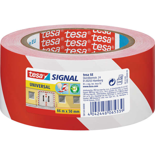 Naar omschrijving van 11608A - Tesa Signaleringstape 66m x 55mm Rood/Wit
