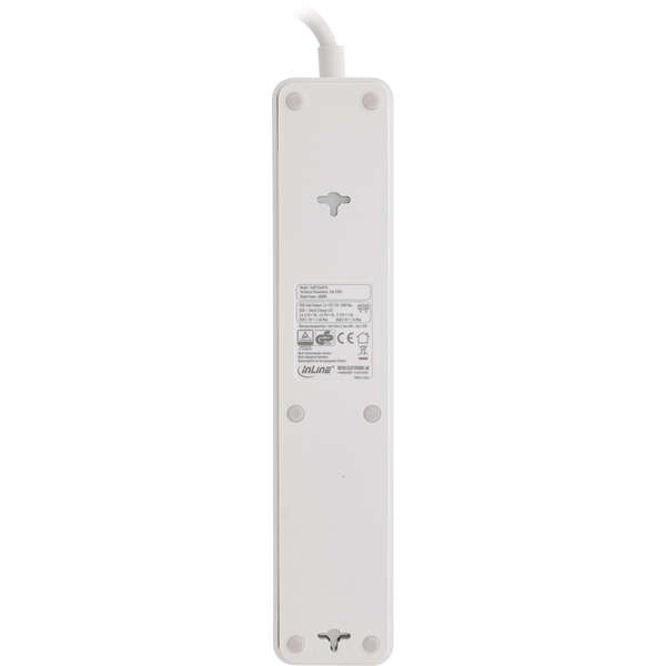 Naar omschrijving van 16491 - InLine® Socket strip, 3-way CEE 7/3, with protection and USB QC3.0, white