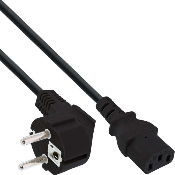 Naar omschrijving van 16647F - Power cable, angled to 3pin IEC C13, black, 3x0.75mm2, 0,3m