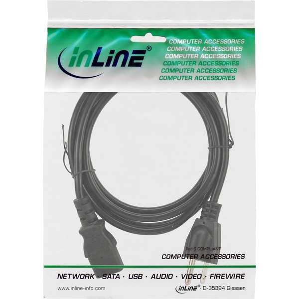 Naar omschrijving van 16652U - InLine Voedingskabel, netstekker VS naar IEC connector, 18 AWG, 1,8m