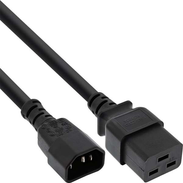 Naar omschrijving van 16659H - InLine Power adapter cable, IEC-60320 C14 to C19, 3x1,5mm2, max. 10A, black, 3m