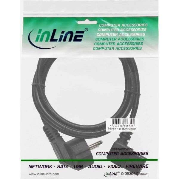 Naar omschrijving van 16752F - InLine Voedingskabel, beide kanten rechts haaks, zwart, H05VV-F 3Gx1mm2, 5 m