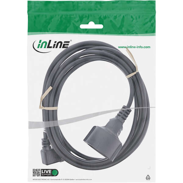 Naar omschrijving van 16759M - InLine adapter cable, IEC C14 threaded to earthing contact socket, 3m