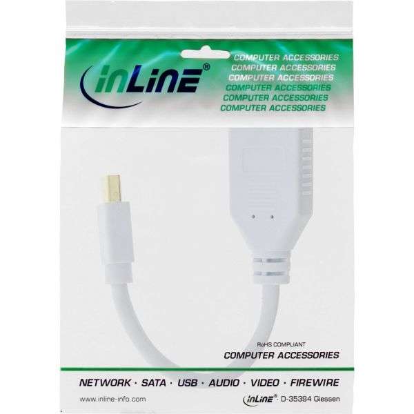 Naar omschrijving van 17150W - InLine Mini DisplayPort male to DisplayPort female cable, 4K2K, white, 0.15m