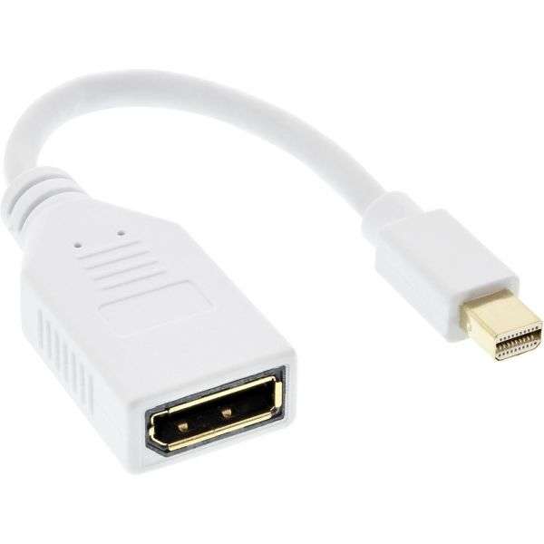 Naar omschrijving van 17150W - InLine Mini DisplayPort male to DisplayPort female cable, 4K2K, white, 0.15m