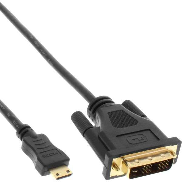 Naar omschrijving van 17472P - Mini-HDMI to DVI Cable HDMI C male to DVI 18+1 male gold plated 2m