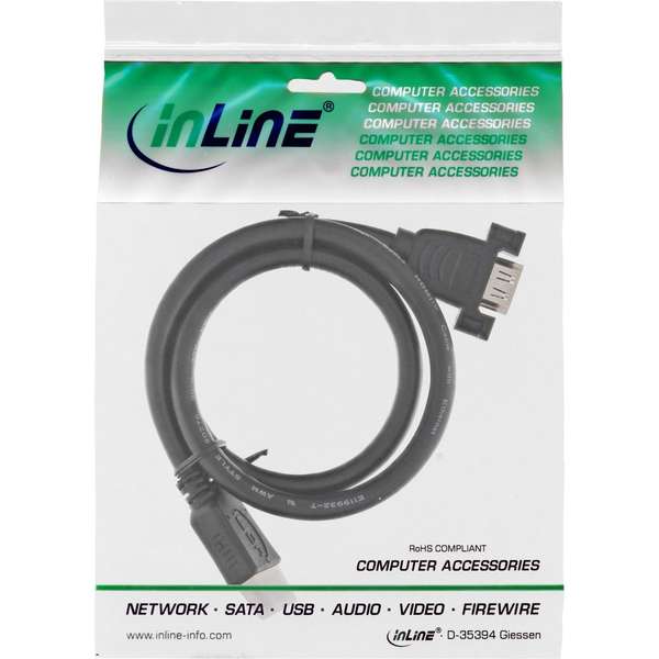 Naar omschrijving van 17500B - InLineÂ® HDMI 4K2K Adapter Type A male to A female with flange 0.6m