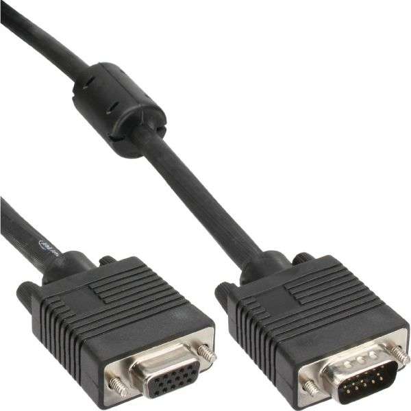 Naar omschrijving van 17701B - InLine S-VGA kabel,  zwart, 15HD M/F, 1m