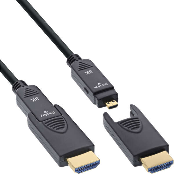 Naar omschrijving van 17940O - InLine® HDMI AOC cable, Ultra High Speed HDMI, 8K4K, detachable plug, 40m