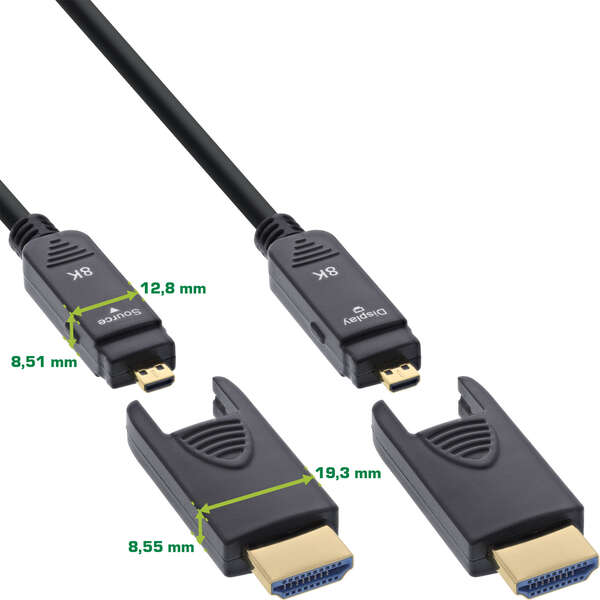 Naar omschrijving van 17940O - InLine® HDMI AOC cable, Ultra High Speed HDMI, 8K4K, detachable plug, 40m