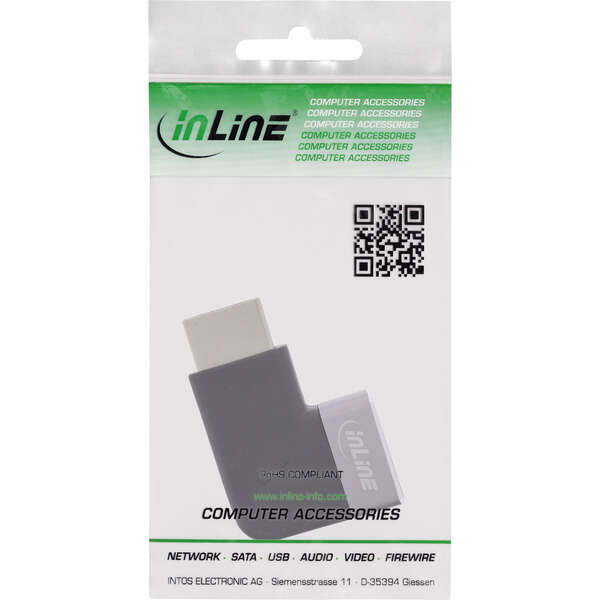 Naar omschrijving van 17991D - InLine® HDMI adapter, HDMI A plug / socket, 90° right, 8K UHD
