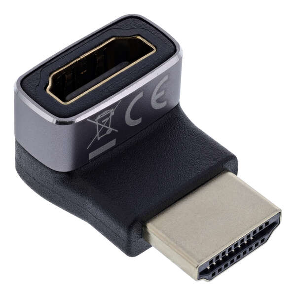 Naar omschrijving van 17991G - InLine® HDMI adapter, HDMI A plug / socket, 90° up, 8K UHD