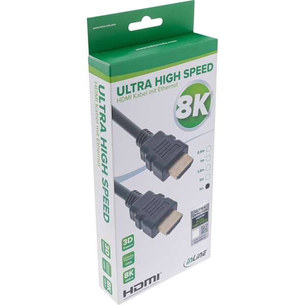 Naar omschrijving van 17955A - InLine Certified HDMI Cable, Ultra High Speed HDMI, 8K4K, 0.5m