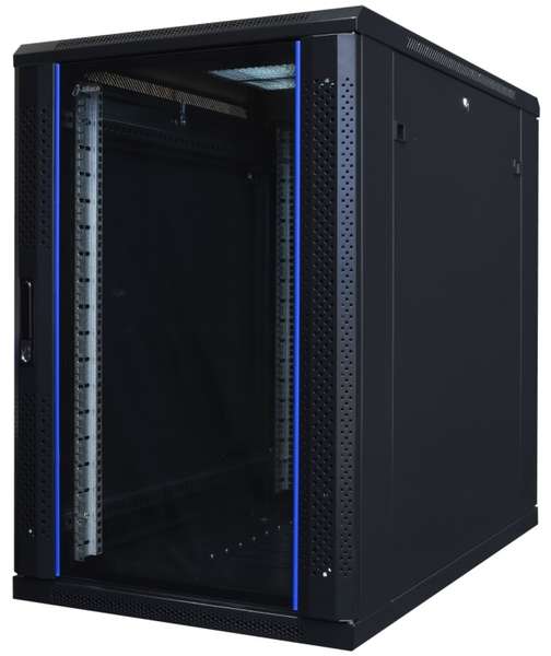 Naar omschrijving van AST19-6618 - 18U, 19Inch serverkast, glazen deur (BxDxH) 600x600x916mm