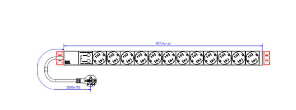 Naar omschrijving van 19072549 - BACHMANN IT PDU ALU 1HE 12x geaard contact, stroomkabel met geaarde stekker
