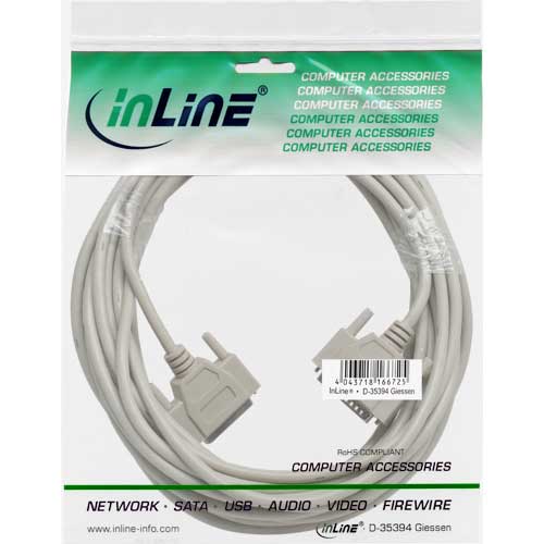 Naar omschrijving van 11402M - InLine Seriële kabel,  gegoten, DB25M/V, 1:1, 20m, beige