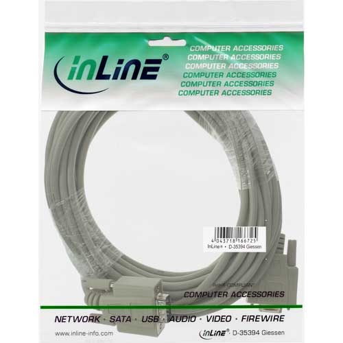 Naar omschrijving van 12210 - InLine Seriële kabel,  gegoten, DB9M/V, 1:1, 10m, beige