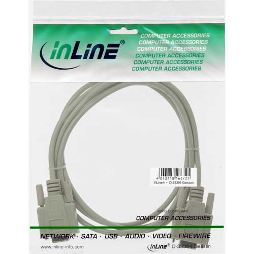 Naar omschrijving van 12224 - InLine Nulmodem kabel,  DB9 V/V, 3m