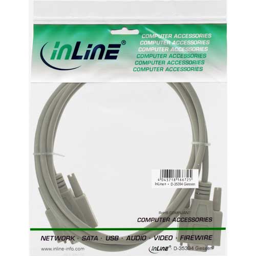 Naar omschrijving van 12235 - InLine Seriële kabel,  gegoten, DB9M/V, 1:1, 5m, beige