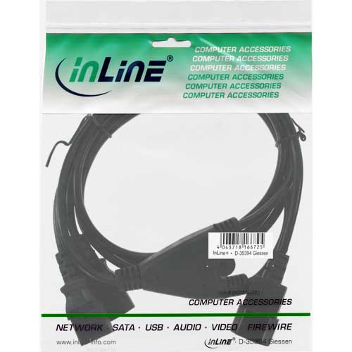 Naar omschrijving van 16633 - InLine Net Y-kabel,  2x socket, 1x stekker, 1.8m