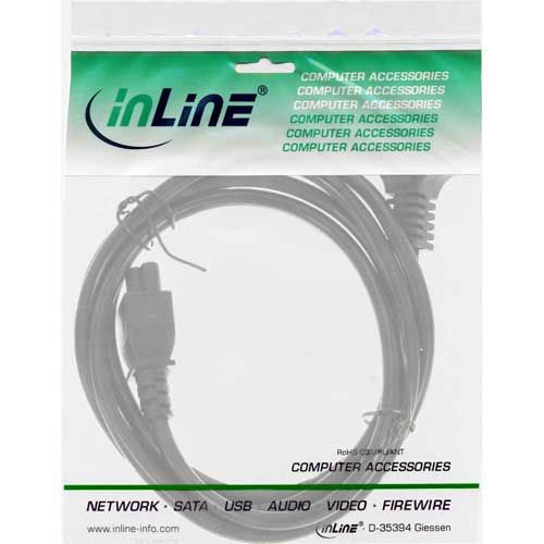 Naar omschrijving van 16656A - InLine Voedingskabel voor laptop,  3-pins koppeling, grijs, 1.8m