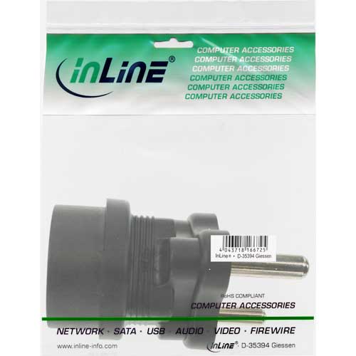 Naar omschrijving van 16701R - InLine Voedingconverter Zuid-Afrika stekker type M naar type F socket