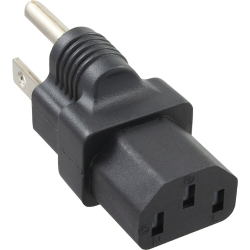 Naar omschrijving van 16722U - InLine Power adapter, USA male plug to IEC C13 plug