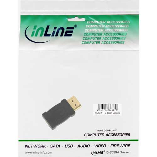 Naar omschrijving van 17691G - InLine HDMI adapter,  HDMI stekker naar Mini HDMI socket, vergulde contacten