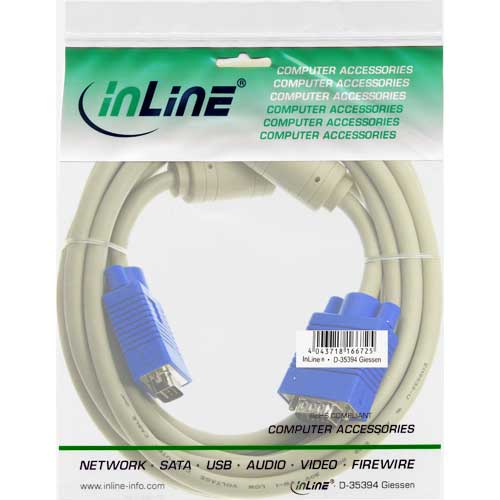 Naar omschrijving van 17713 - InLine S-VGA kabel, grijs, 15HD M/M, 15m