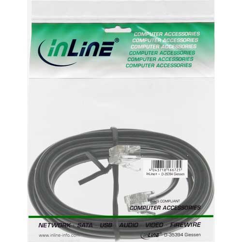 Naar omschrijving van 18844L - InLine Modulaire kabel RJ11,  M/M, 6P4C, 3m