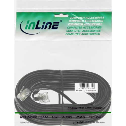 Naar omschrijving van 18867 - InLine Modulaire kabel,  RJ45 -> RJ11 (8P4C naar 6P4C) M/M, 10m