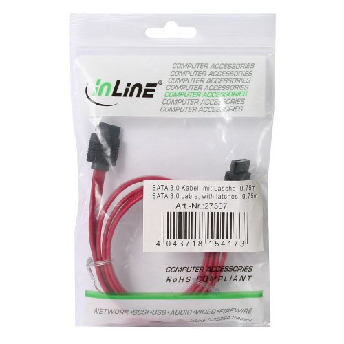 Naar omschrijving van 27303 - InLine SATA 6Gb/s kabel,  met vergrendeling, 0.3m