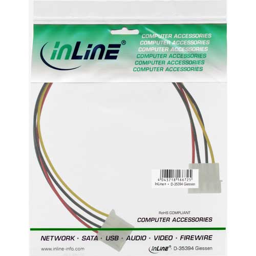 Naar omschrijving van 29650 - InLine 5,25Inch (13.34cm) voedingsverlengkabel,  4-pins M/V, 0.3m