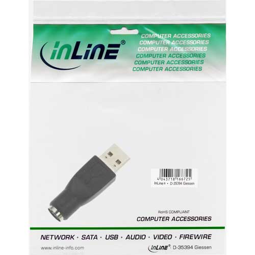 Naar omschrijving van 33102K - InLine USB adapter,  USB AM naar MD6F (PS/2 Female)