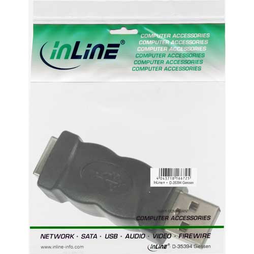 Naar omschrijving van 33443 - InLine USB 2.0 adapter,  stekker A naar socket B