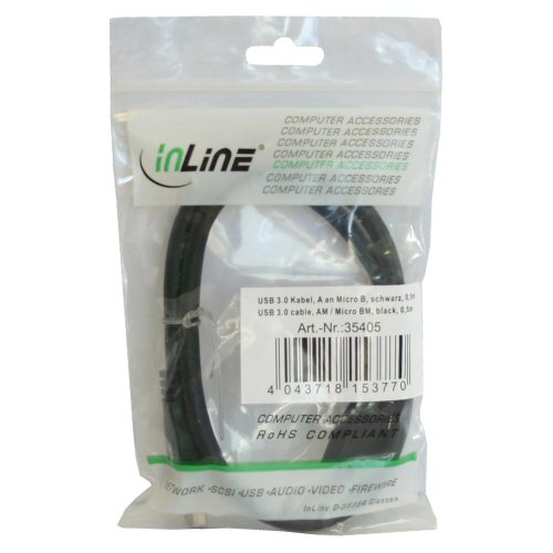 Naar omschrijving van 35405 - InLine USB 3.0 kabel,  AM / Micro BM, zwart, 0.5m