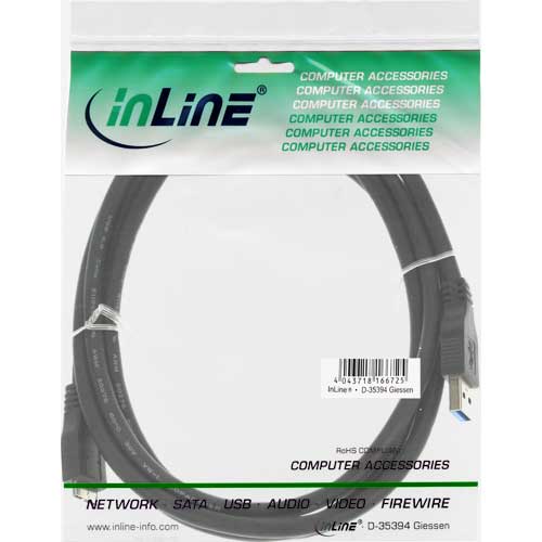 Naar omschrijving van 35410 - InLine USB 3.0 kabel,  AM / Micro BM, zwart, 1m