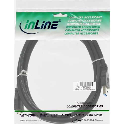 Naar omschrijving van 35430 - InLine USB 3.0 kabel,  AM / Micro BM, zwart, 3m