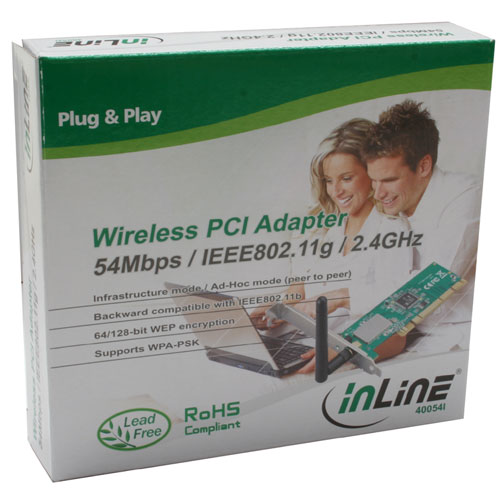 Naar omschrijving van 40054I - InLine  IEEE 802.11g, draadloze LAN PCI adapter, 54Mbps