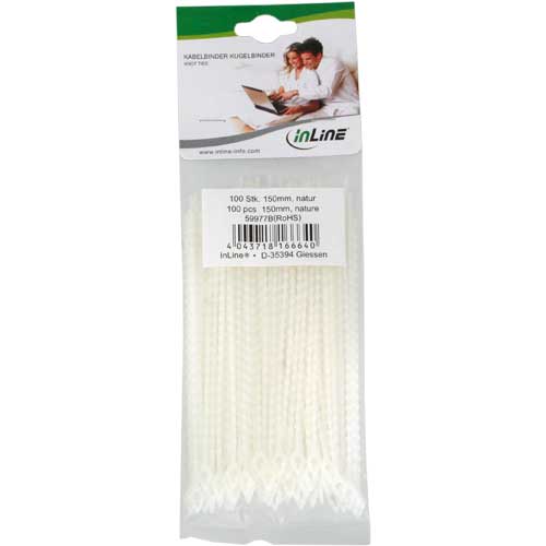 Naar omschrijving van 59977B - InLine Knot Ties white length 150mm 100pcs