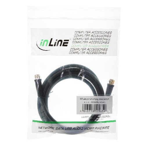 Naar omschrijving van 69301P - InLine SAT kabel premium,  2x afgeschermd, 2x F-stekker, >85dB, zwart, 1m